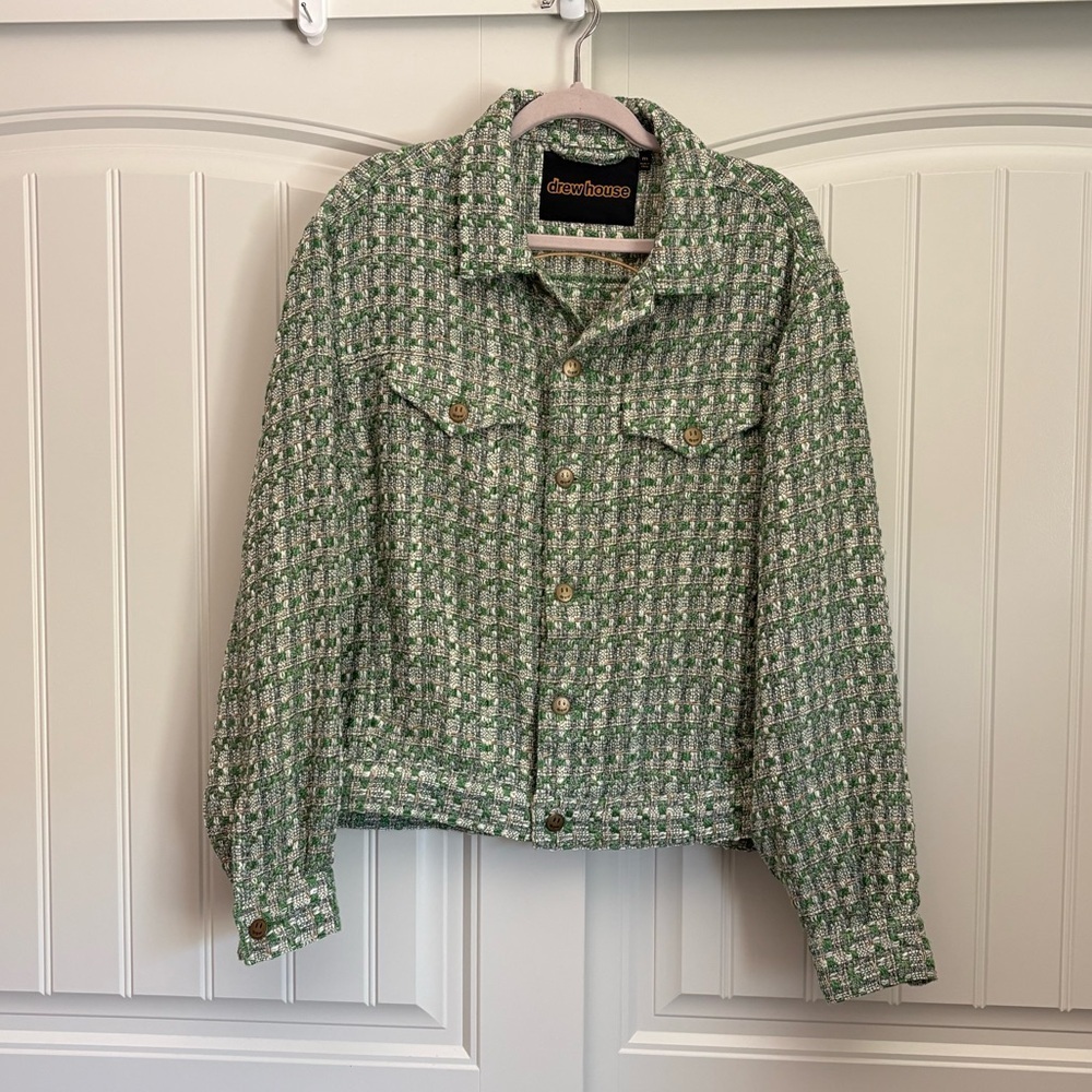 Drew House Infinite Joy Boucle Trucker Jacket in green size medium